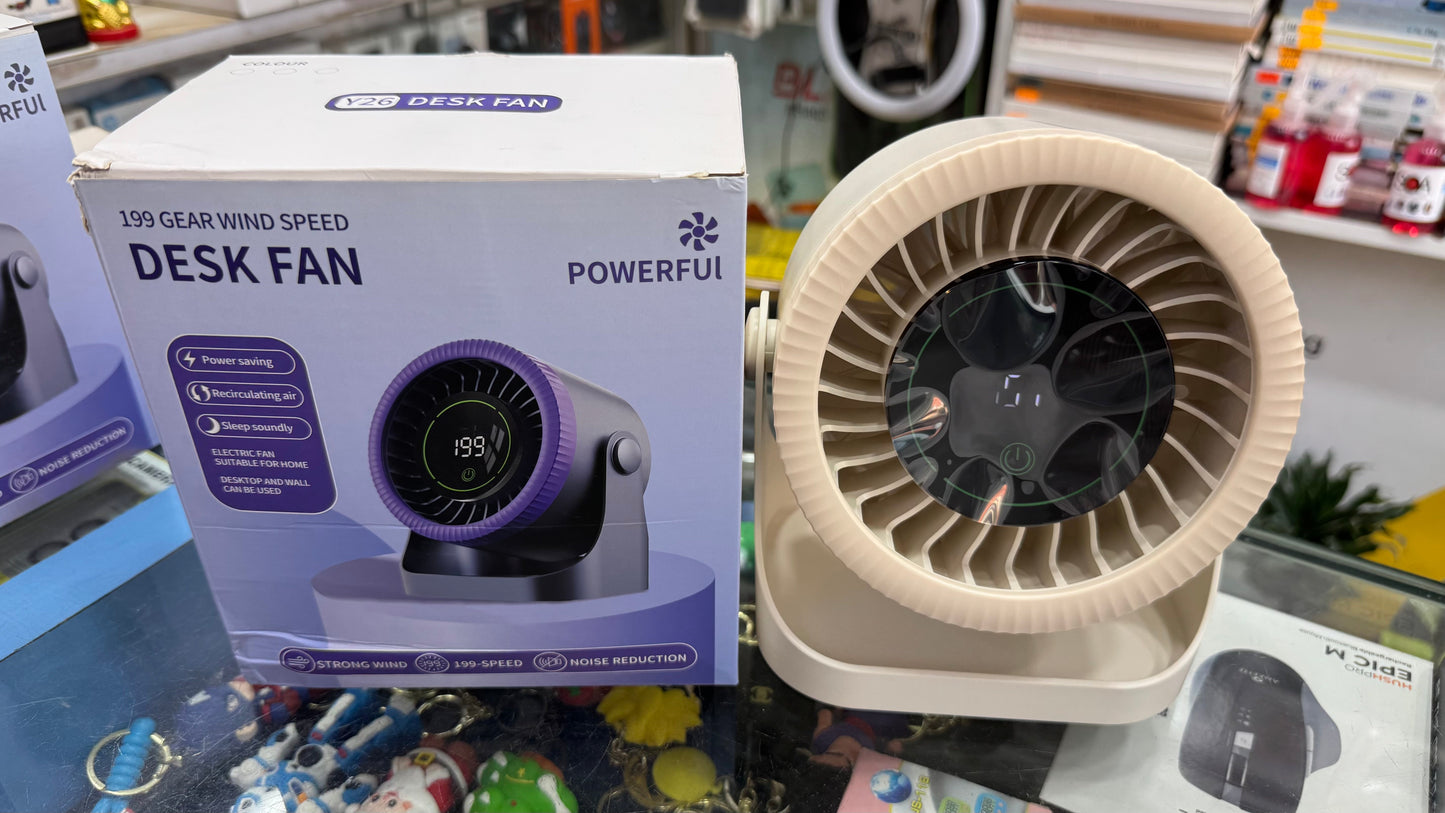 199 Gear Wind Speed Desk Fan β Type-C Rechargeable, Silent, Powerful